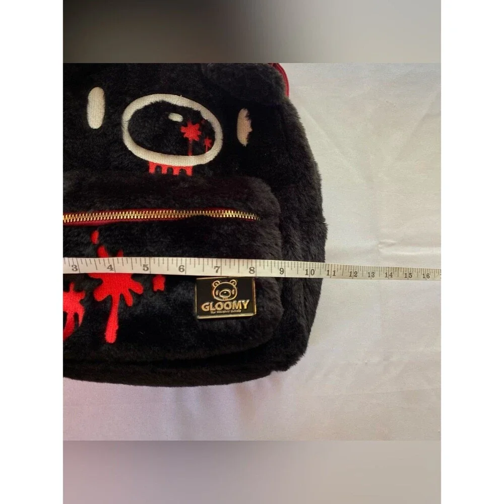 Bioworld Black Gloomy Naughty Grizzly Fuzzy Plush Mini Backpack Kawaii Kidcore